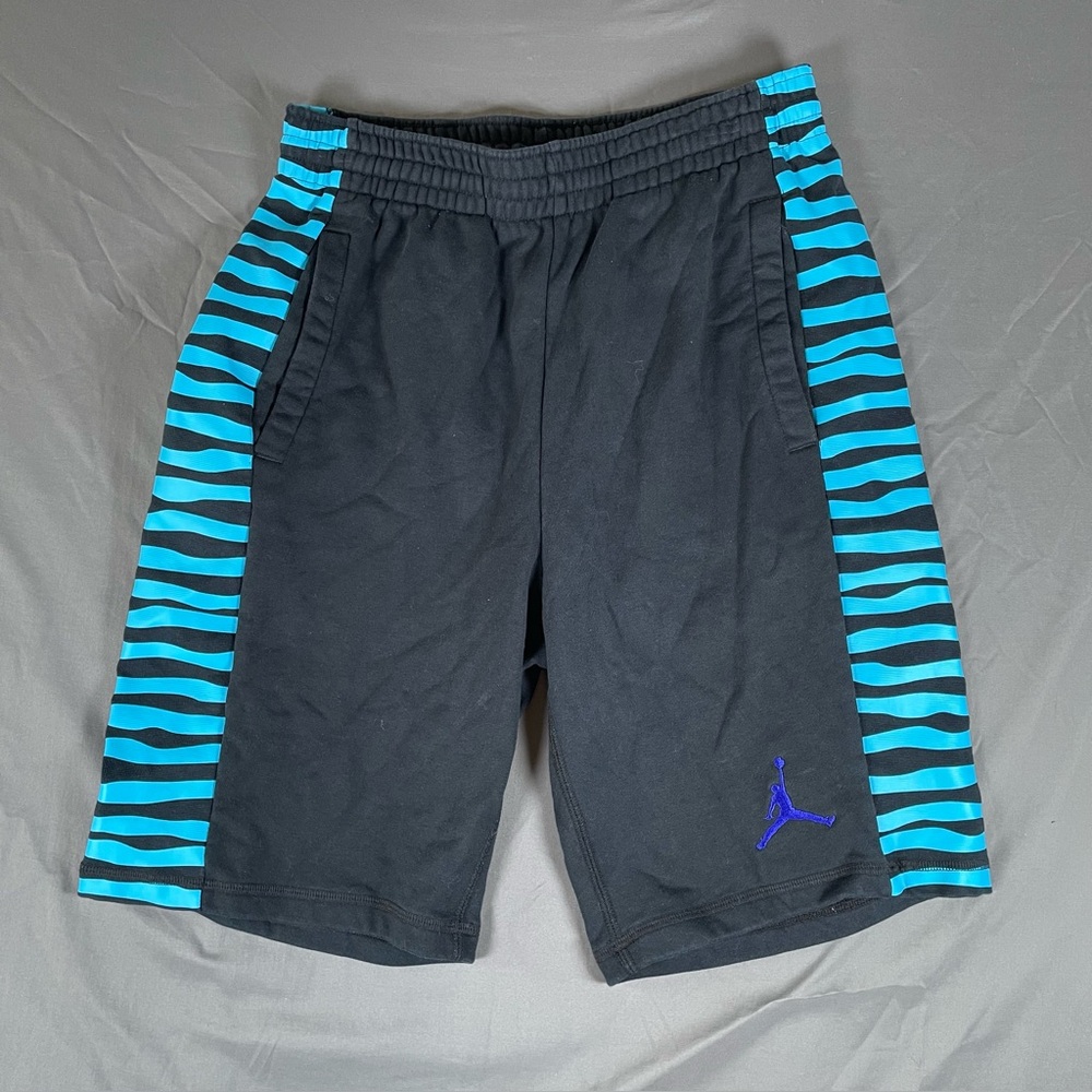 Jordan Sweat Shorts Men's Medium Navy Blue Activewear Stripes NBA Jump Man Mike